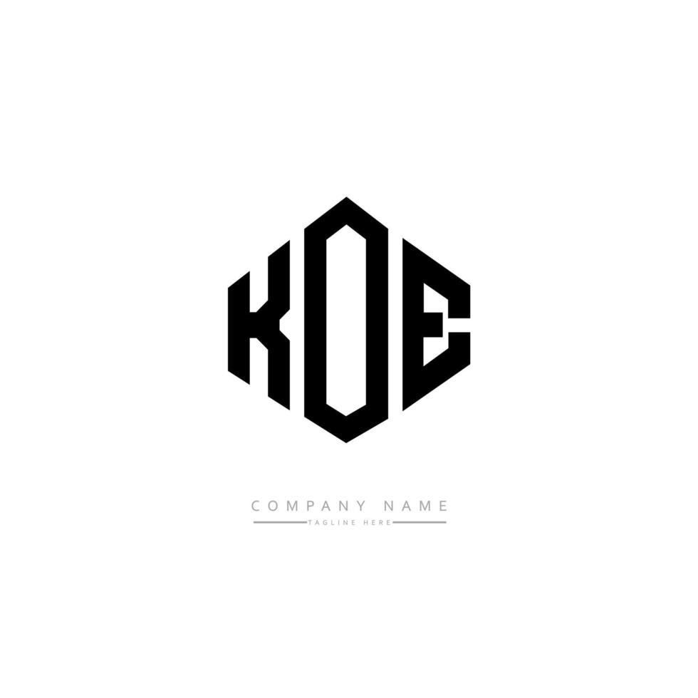 KOE letter logo design with polygon shape. KOE polygon and cube shape logo design. KOE hexagon vector logo template white and black colors. KOE monogram, business and real estate logo.
