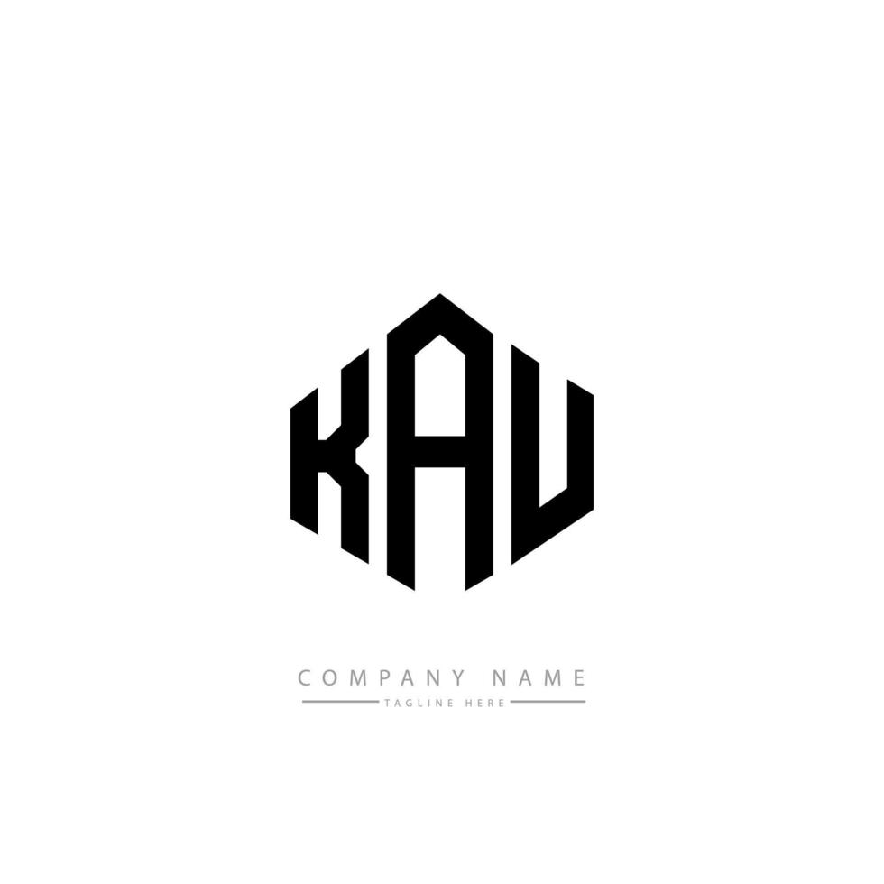 KAU letter logo design with polygon shape. KAU polygon and cube shape logo design. KAU hexagon vector logo template white and black colors. KAU monogram, business and real estate logo.