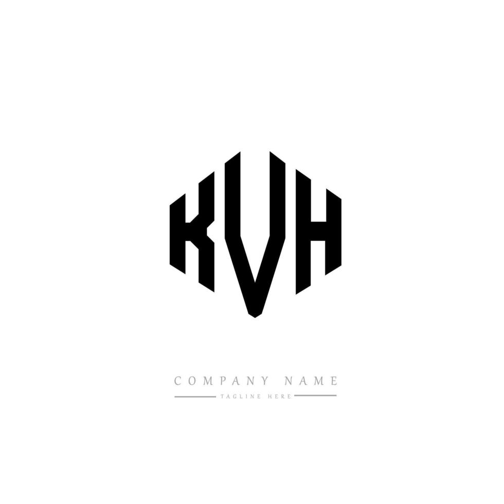 KVH letter logo design with polygon shape. KVH polygon and cube shape logo design. KVH hexagon vector logo template white and black colors. KVH monogram, business and real estate logo.