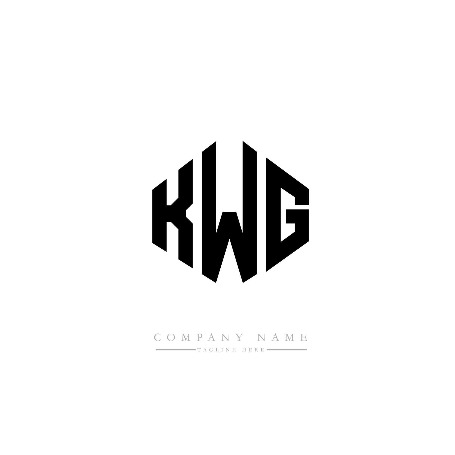 KWG letter logo design with polygon shape. KWG polygon and cube shape