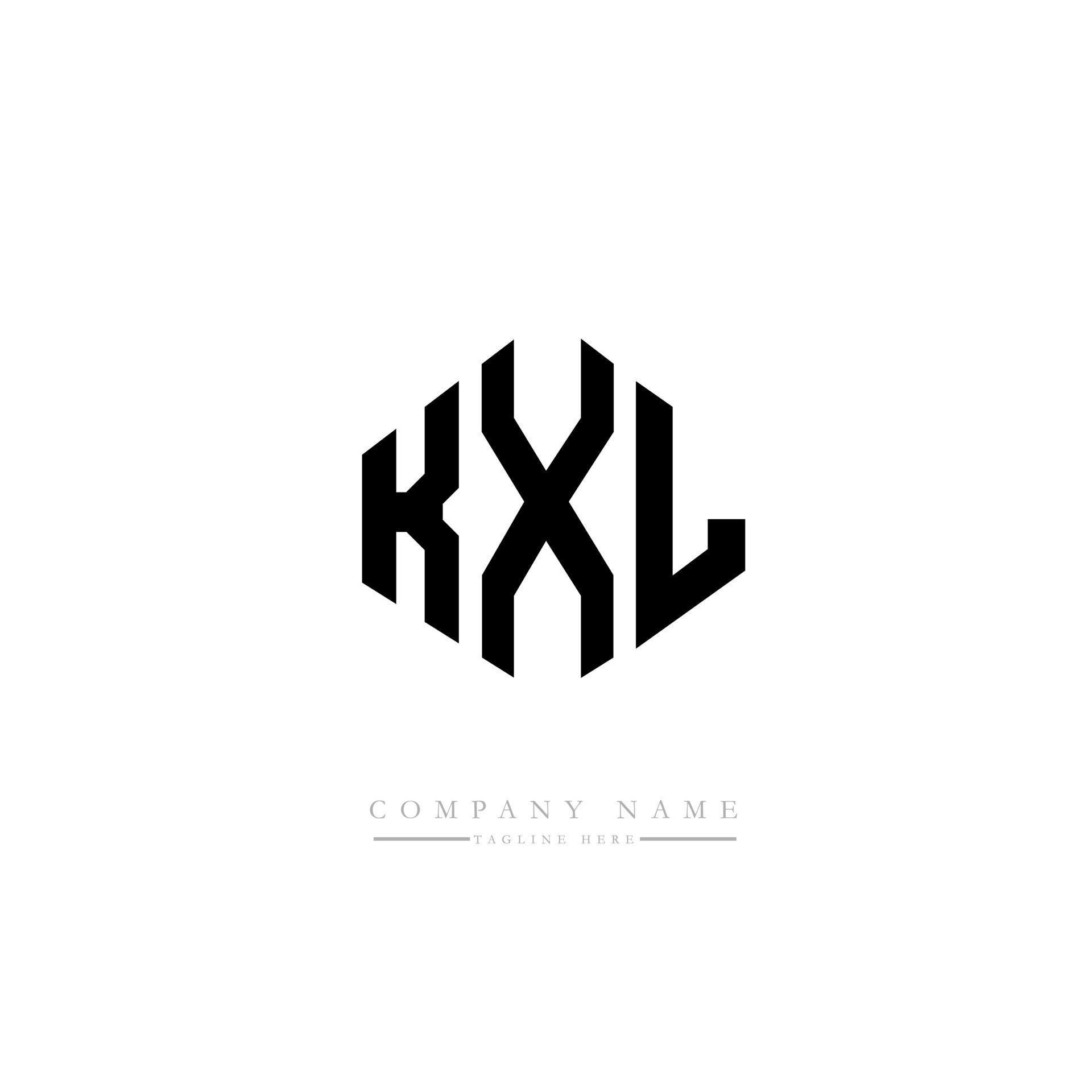 KXL letter logo design with polygon shape. KXL polygon and cube shape