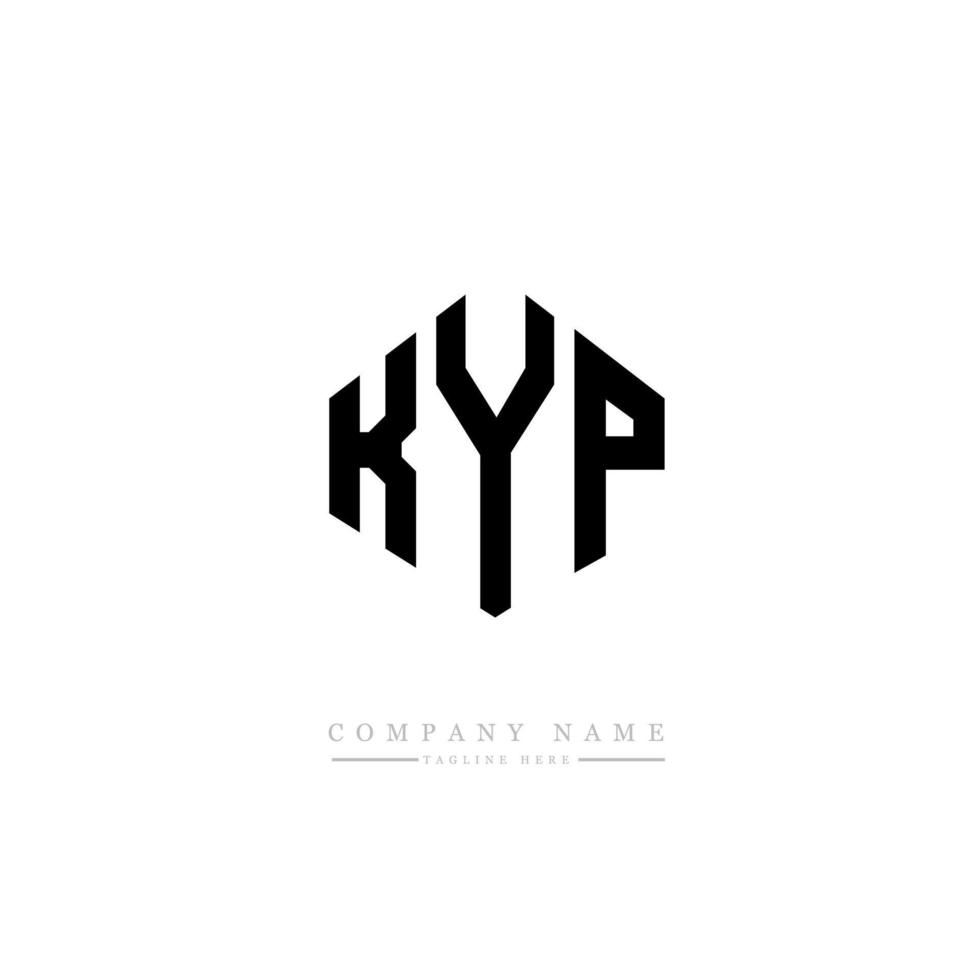 diseño de logotipo de letra kyp con forma de polígono. kyp polígono y diseño de logotipo en forma de cubo. kyp hexágono vector logo plantilla colores blanco y negro. monograma kyp, logotipo comercial y inmobiliario.