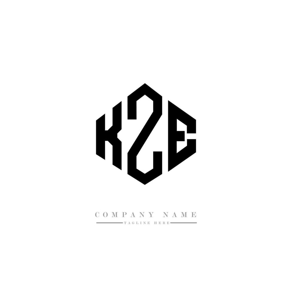 KZE letter logo design with polygon shape. KZE polygon and cube shape logo design. KZE hexagon vector logo template white and black colors. KZE monogram, business and real estate logo.