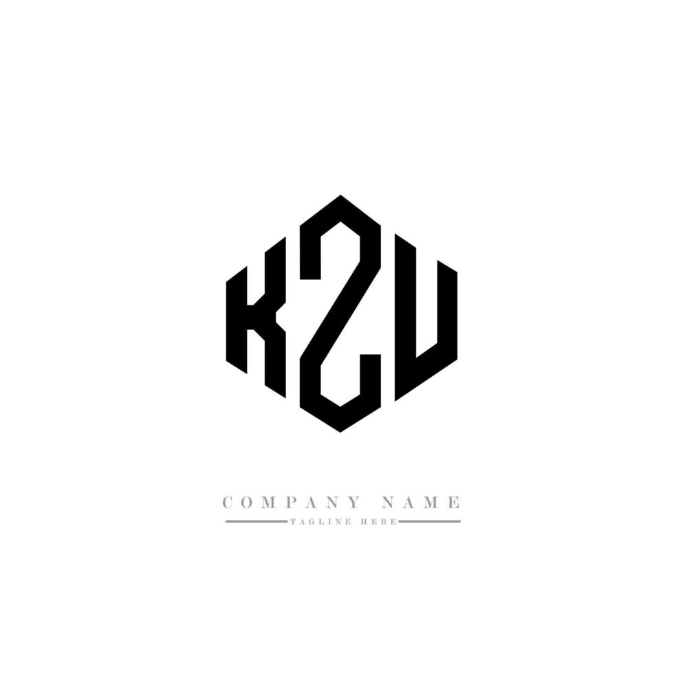 KZU letter logo design with polygon shape. KZU polygon and cube shape logo design. KZU hexagon vector logo template white and black colors. KZU monogram, business and real estate logo.