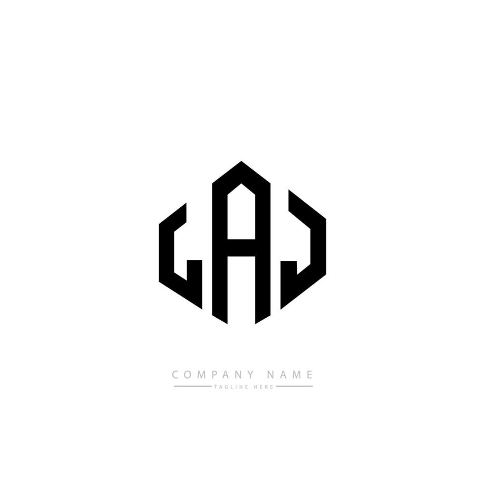 LAJ letter logo design with polygon shape. LAJ polygon and cube shape logo design. LAJ hexagon vector logo template white and black colors. LAJ monogram, business and real estate logo.