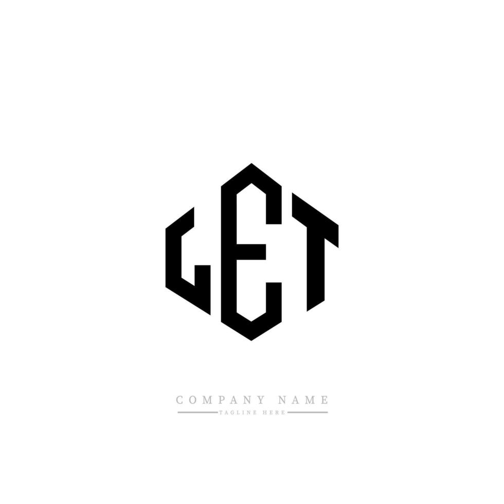 LET letter logo design with polygon shape. LET polygon and cube shape logo design. LET hexagon vector logo template white and black colors. LET monogram, business and real estate logo.