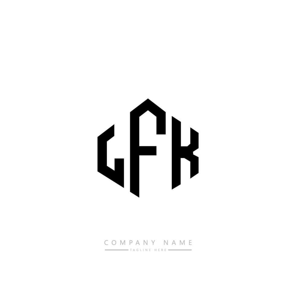 Diseño de logotipo de letra lfk con forma de polígono. Diseño de logotipo en forma de cubo y polígono lfk. Plantilla de logotipo vectorial hexagonal lfk colores blanco y negro. Monograma lfk, logotipo comercial e inmobiliario. vector