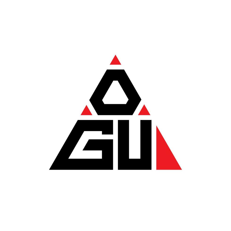 diseño de logotipo de letra triangular ogu con forma de triángulo. monograma de diseño del logotipo del triángulo ogu. plantilla de logotipo de vector de triángulo ogu con color rojo. logotipo triangular ogu logotipo simple, elegante y lujoso.