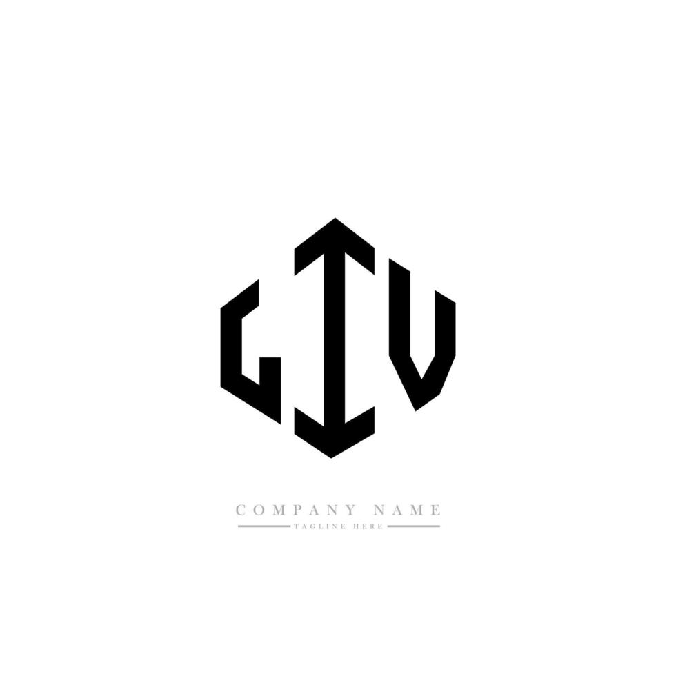 LIV letter logo design with polygon shape. LIV polygon and cube shape logo design. LIV hexagon vector logo template white and black colors. LIV monogram, business and real estate logo.