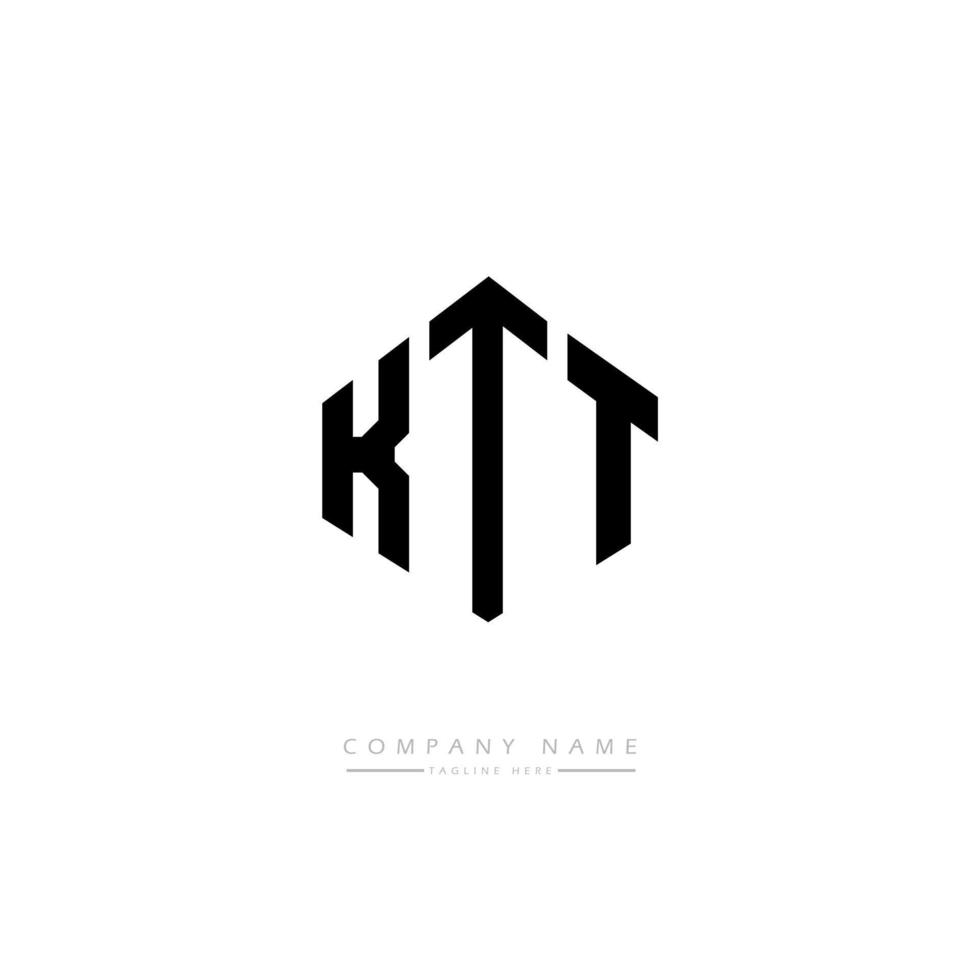 KTT letter logo design with polygon shape. KTT polygon and cube shape logo design. KTT hexagon vector logo template white and black colors. KTT monogram, business and real estate logo.