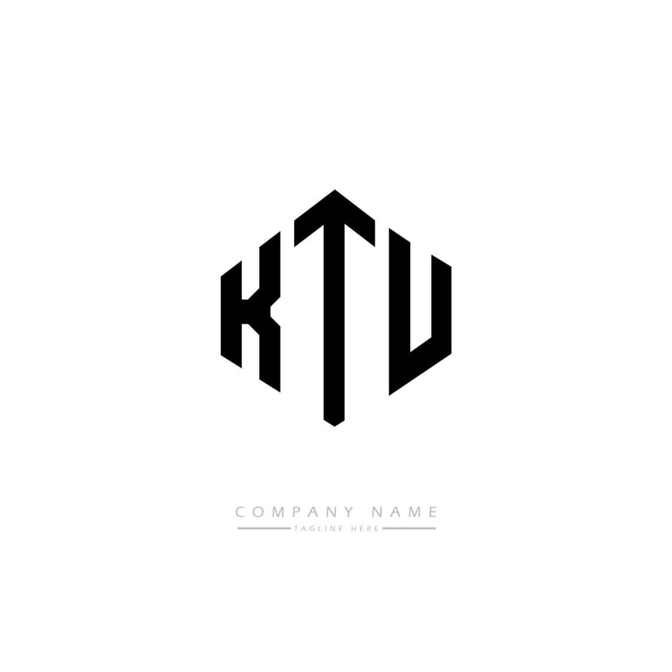 KTU letter logo design with polygon shape. KTU polygon and cube shape logo design. KTU hexagon vector logo template white and black colors. KTU monogram, business and real estate logo.