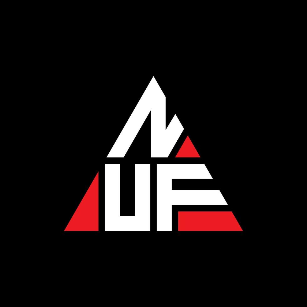 diseño de logotipo de letra triangular nuf con forma de triángulo. monograma de diseño de logotipo de triángulo nuf. plantilla de logotipo de vector de triángulo nuf con color rojo. logotipo triangular nuf logotipo simple, elegante y lujoso.