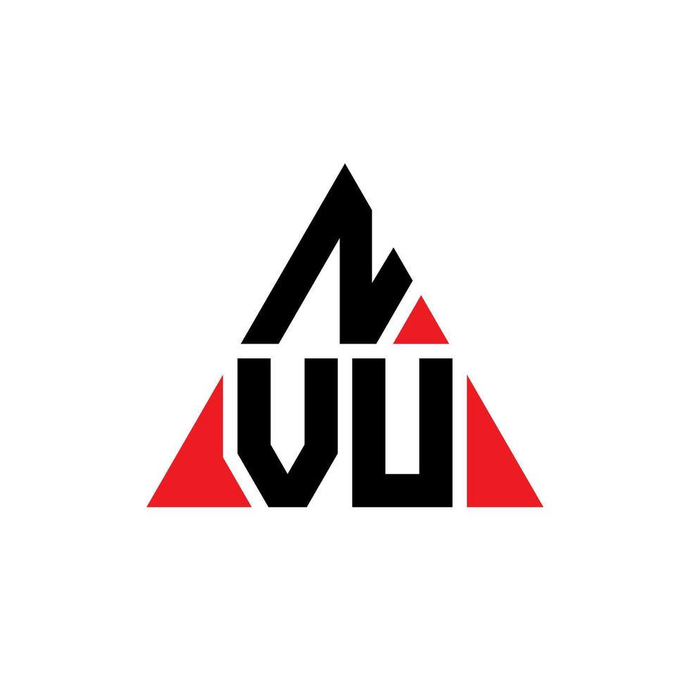 NVU triangle letter logo design with triangle shape. NVU triangle logo design monogram. NVU triangle vector logo template with red color. NVU triangular logo Simple, Elegant, and Luxurious Logo.