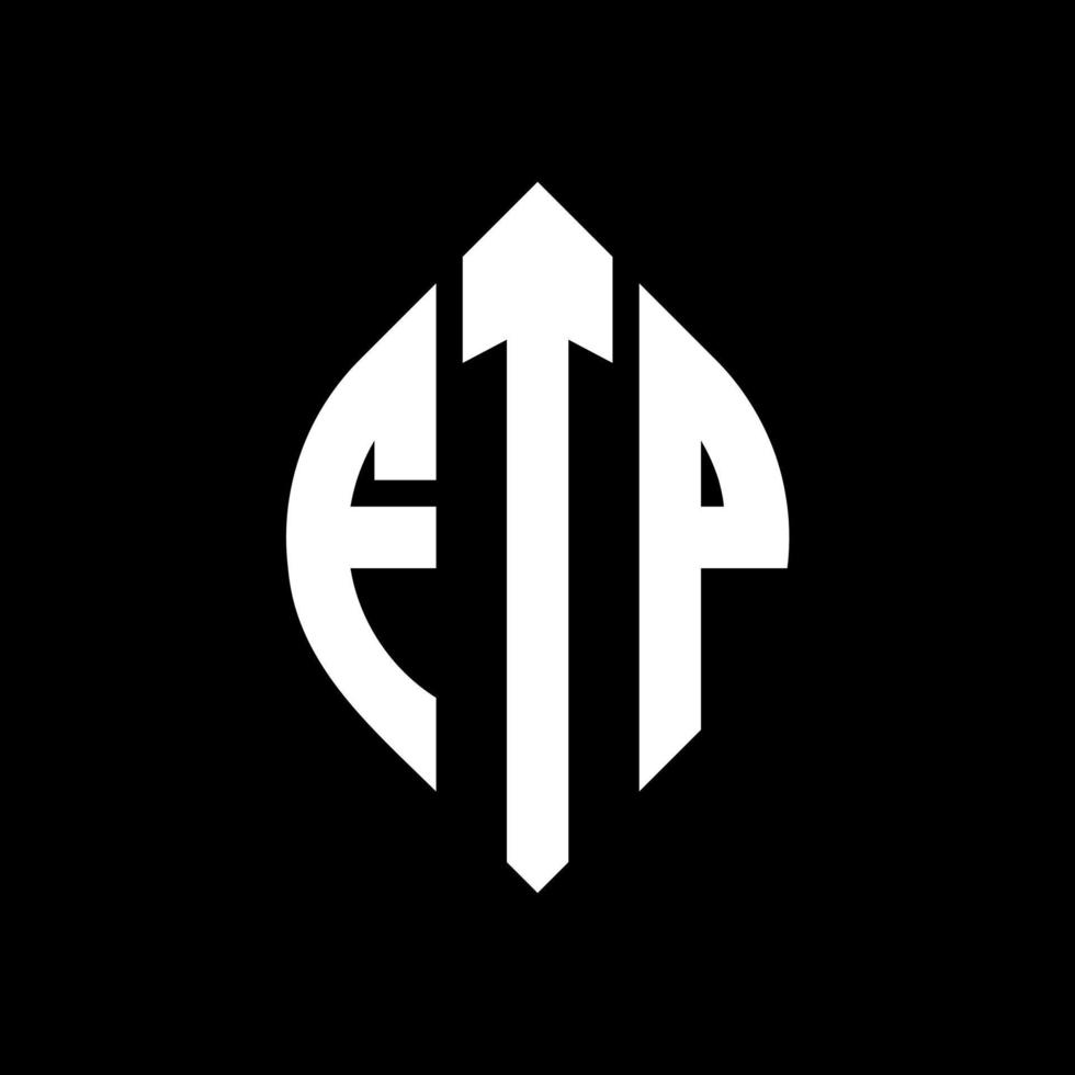 FTP circle letter logo design with circle and ellipse shape. FTP ellipse letters with typographic style. The three initials form a circle logo. FTP Circle Emblem Abstract Monogram Letter Mark Vector. vector