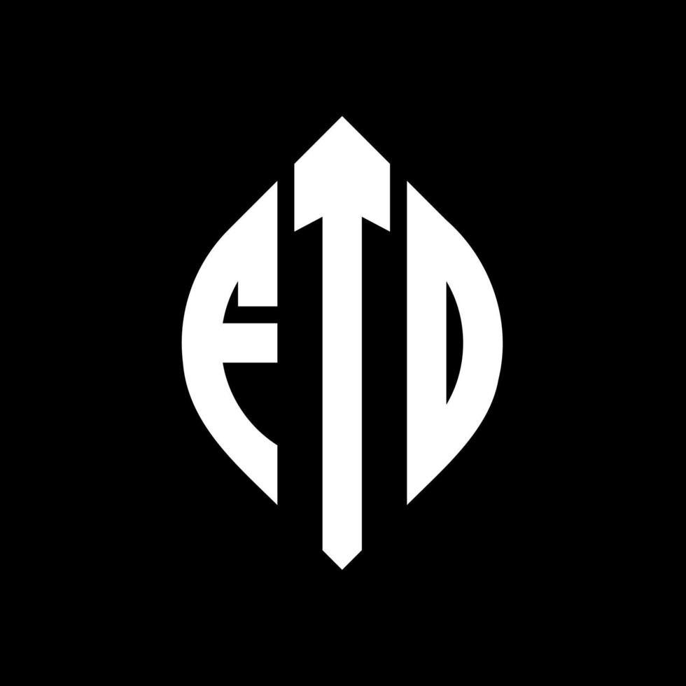 diseño de logotipo de letra de círculo ftd con forma de círculo y elipse. Letras de elipse ftd con estilo tipográfico. las tres iniciales forman un logo circular. vector de marca de letra de monograma abstracto de emblema de círculo ftd.