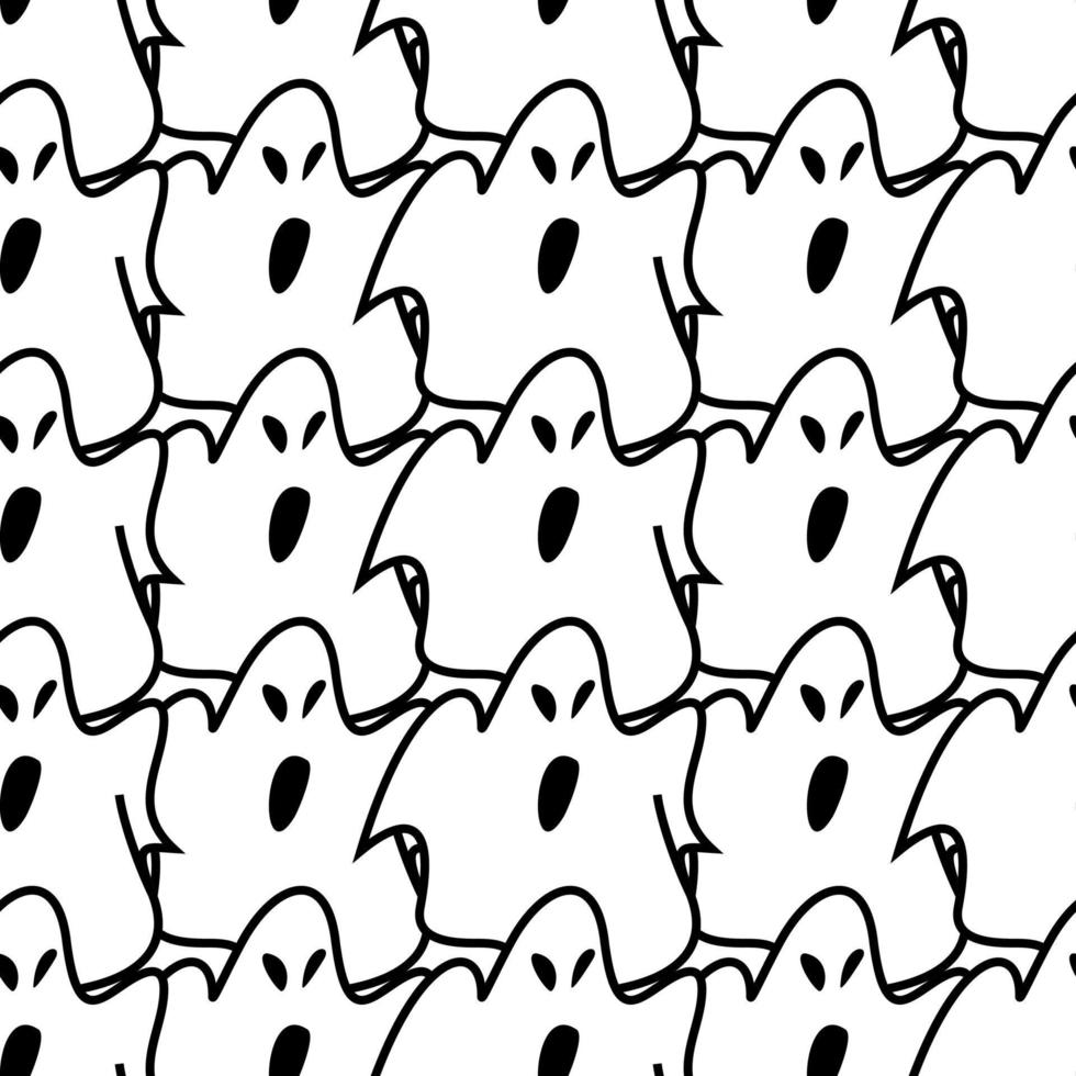 halloween ghost seamless pattern. terrible spirit, horror. October holiday. flying horror, fright. vector flat illustration