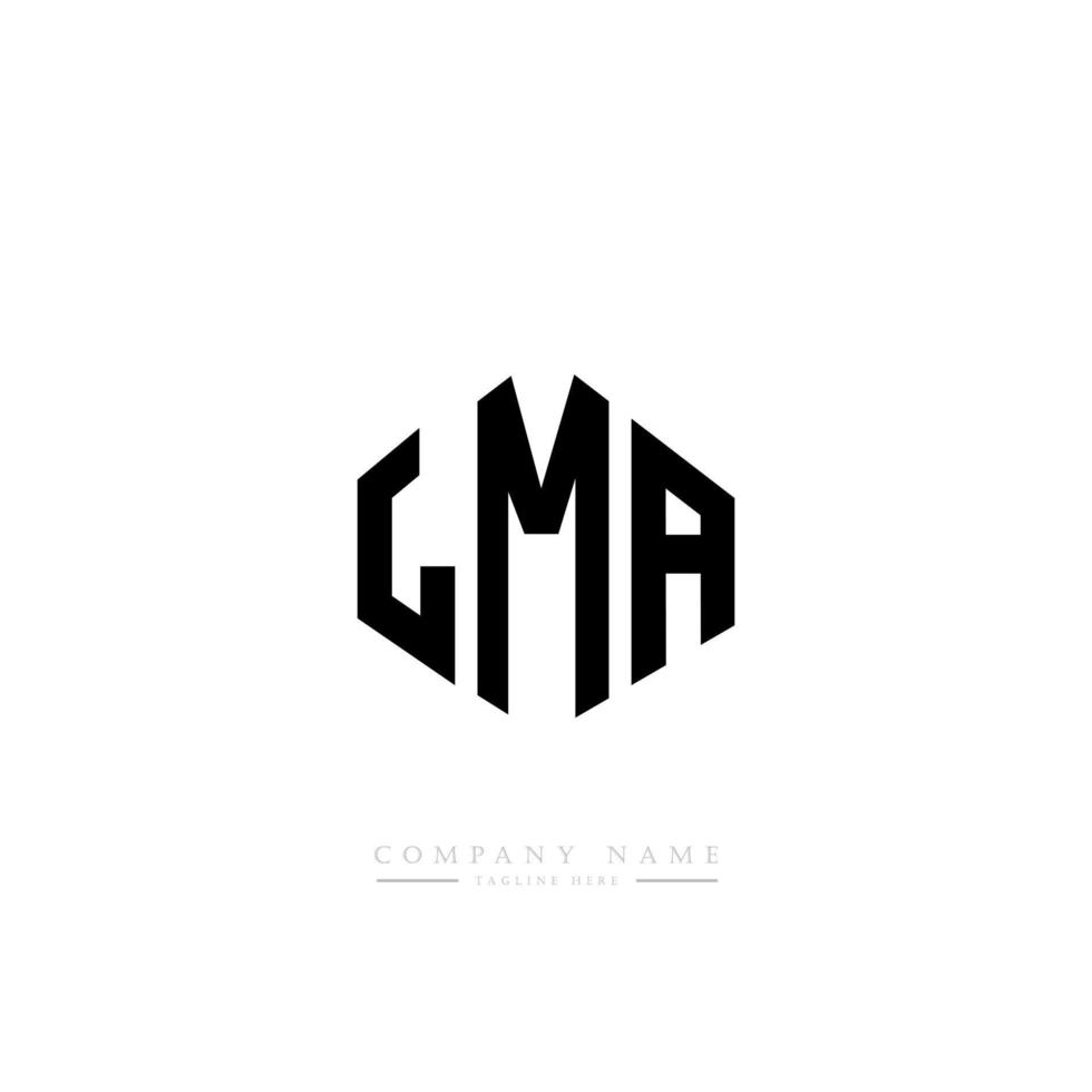 LMA letter logo design with polygon shape. LMA polygon and cube shape logo design. LMA hexagon vector logo template white and black colors. LMA monogram, business and real estate logo.