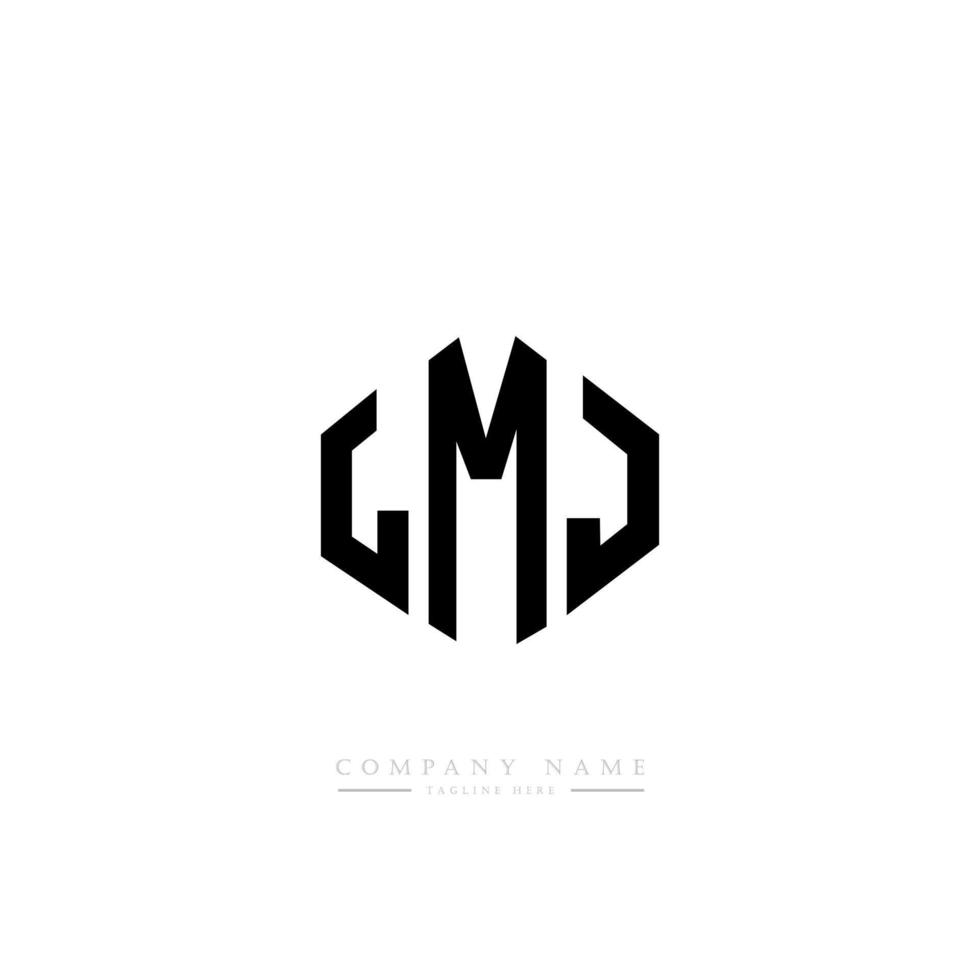 LMJ letter logo design with polygon shape. LMJ polygon and cube shape logo design. LMJ hexagon vector logo template white and black colors. LMJ monogram, business and real estate logo.