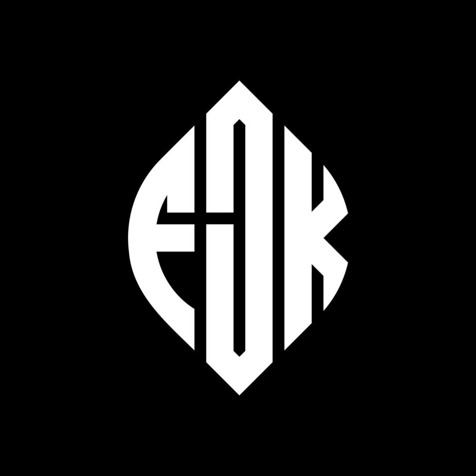 Diseño de logotipo de letra circular fjk con forma de círculo y elipse. fjk letras elipses con estilo tipográfico. las tres iniciales forman un logo circular. fjk círculo emblema resumen monograma letra marca vector. vector