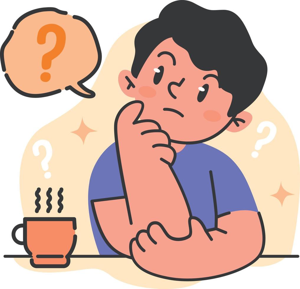 Young Man Character Confuse With Question Mark vector