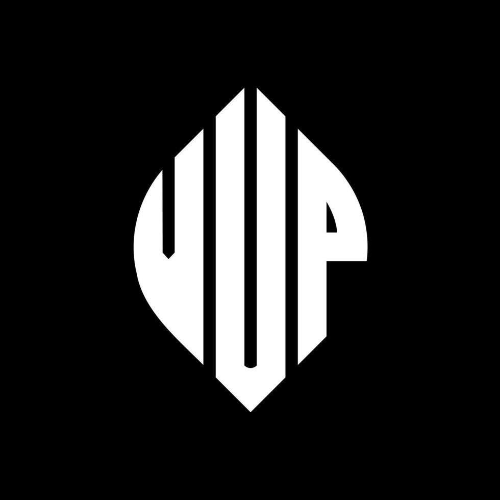VUP circle letter logo design with circle and ellipse shape. VUP ellipse letters with typographic style. The three initials form a circle logo. VUP Circle Emblem Abstract Monogram Letter Mark Vector. vector