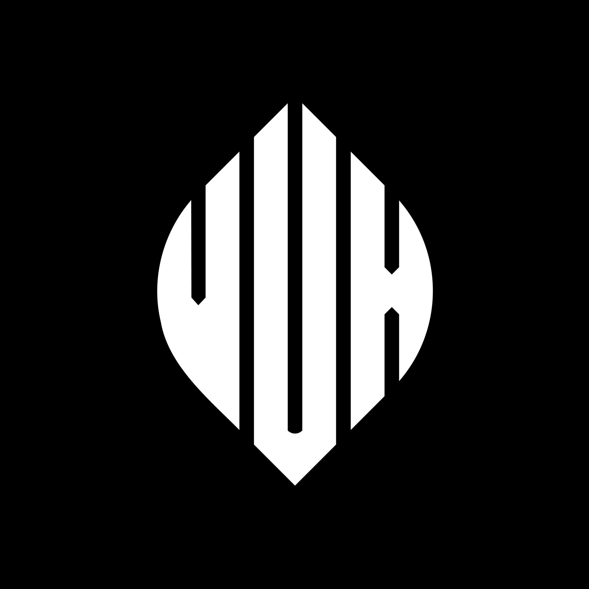 VUX circle letter logo design with circle and ellipse shape. VUX