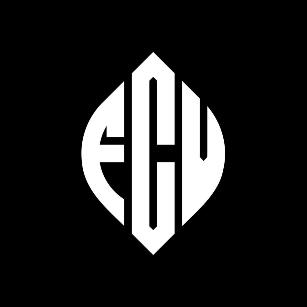 diseño de logotipo de letra de círculo fcv con forma de círculo y elipse. fcv letras elipses con estilo tipográfico. las tres iniciales forman un logo circular. vector de marca de letra de monograma abstracto del emblema del círculo fcv.