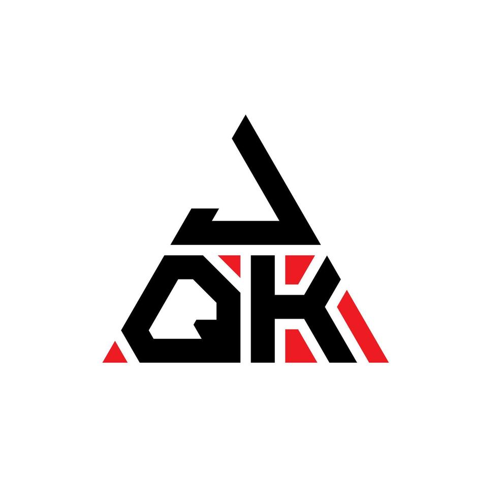 JQK triangle letter logo design with triangle shape. JQK triangle logo design monogram. JQK triangle vector logo template with red color. JQK triangular logo Simple, Elegant, and Luxurious Logo.