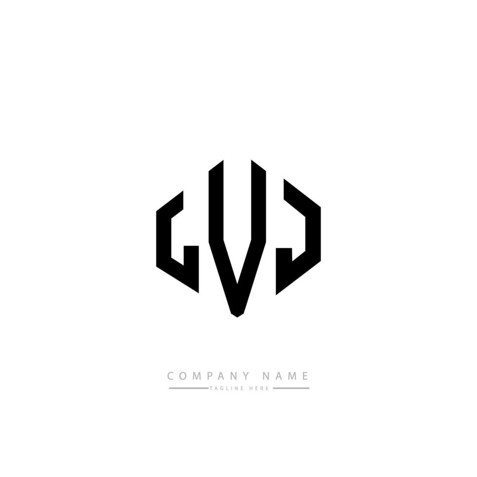 LVJ letter logo design with polygon shape. LVJ polygon and cube shape logo design. LVJ hexagon vector logo template white and black colors. LVJ monogram, business and real estate logo.