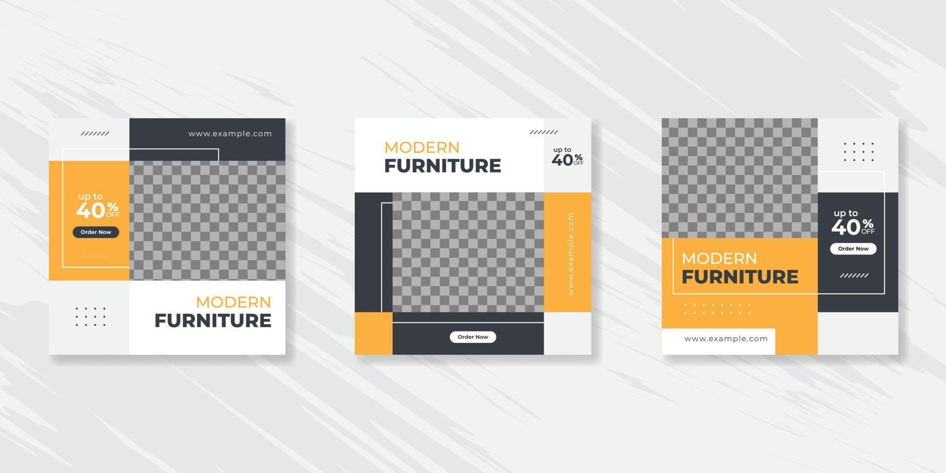 Modern Furniture social media post templates design vector