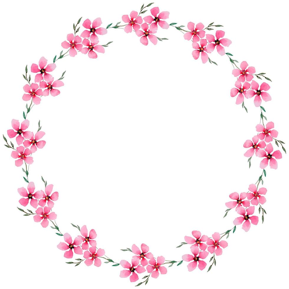 Watercolor Floral Wreath Painted On A White Background. vector
