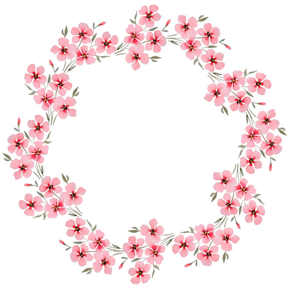 corona de acuarela redonda con flores rojas sobre un fondo blanco. vector