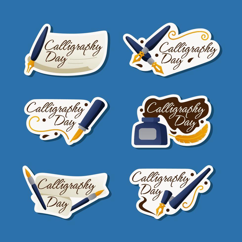 Calligraphy Day Sticker Collection vector