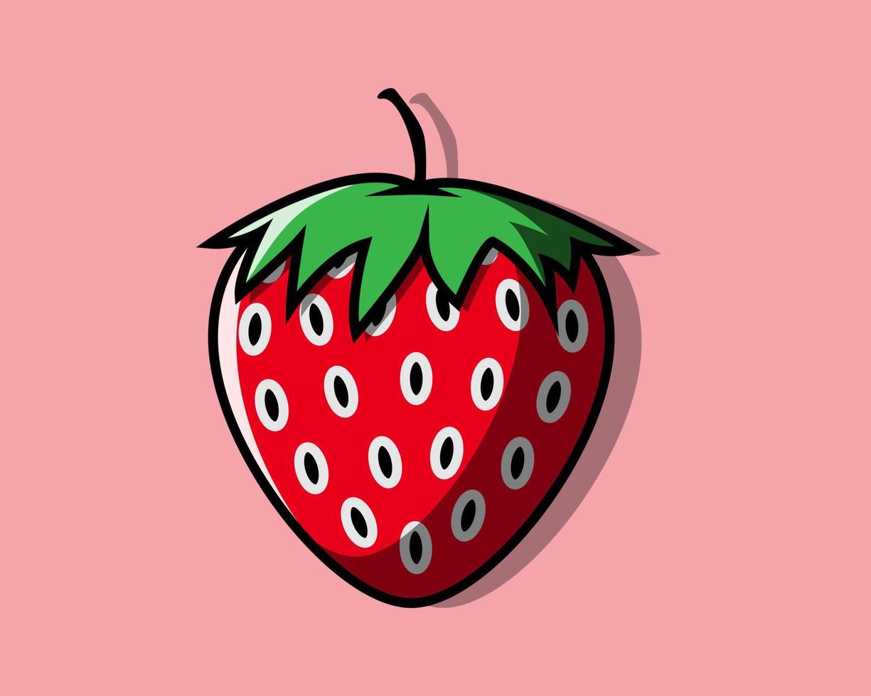 ilustración vectorial icono de fruta de fresa diseño plano colorido. vector