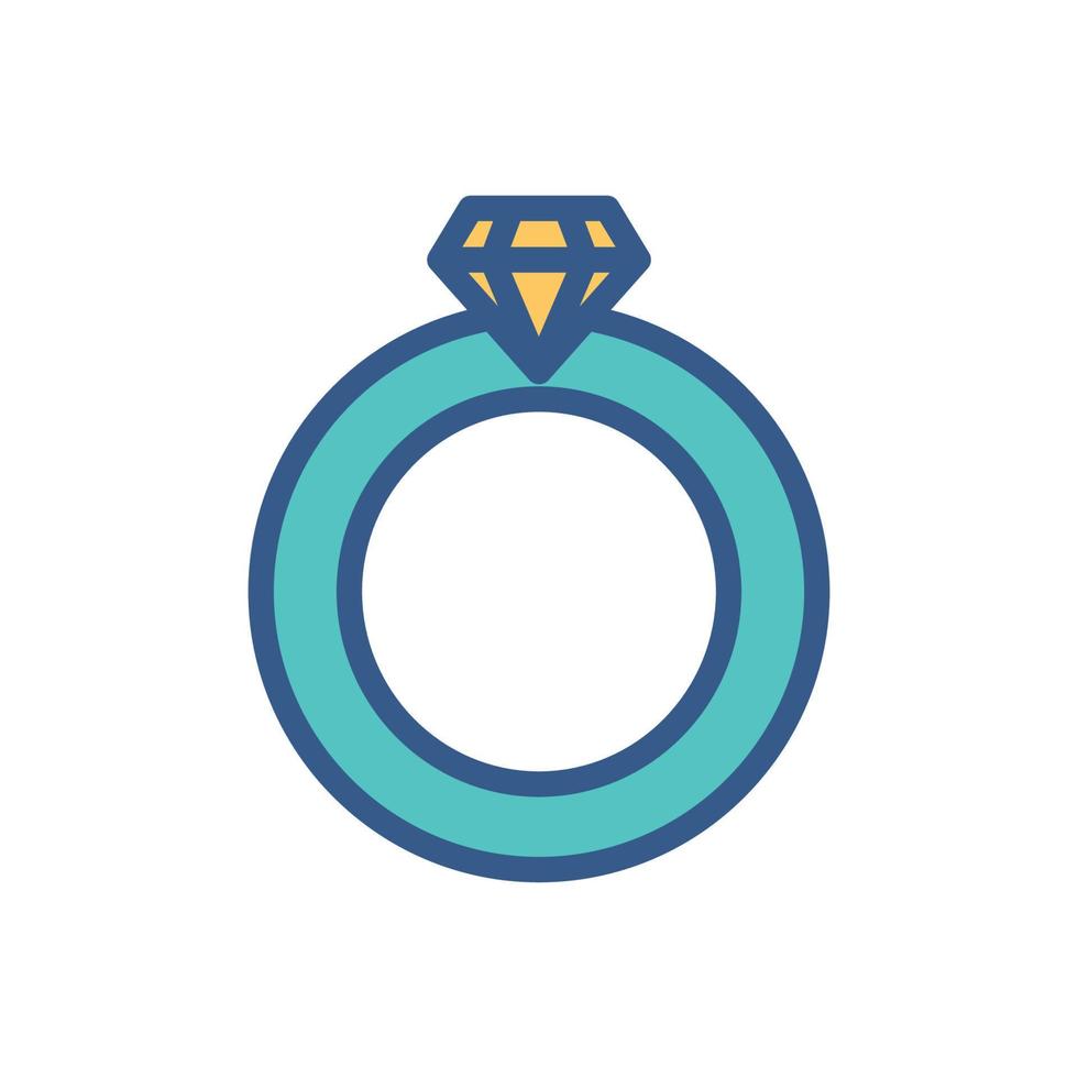 gem ring icon. Icon related to wedding. Lineal color icon style. Simple design editable vector