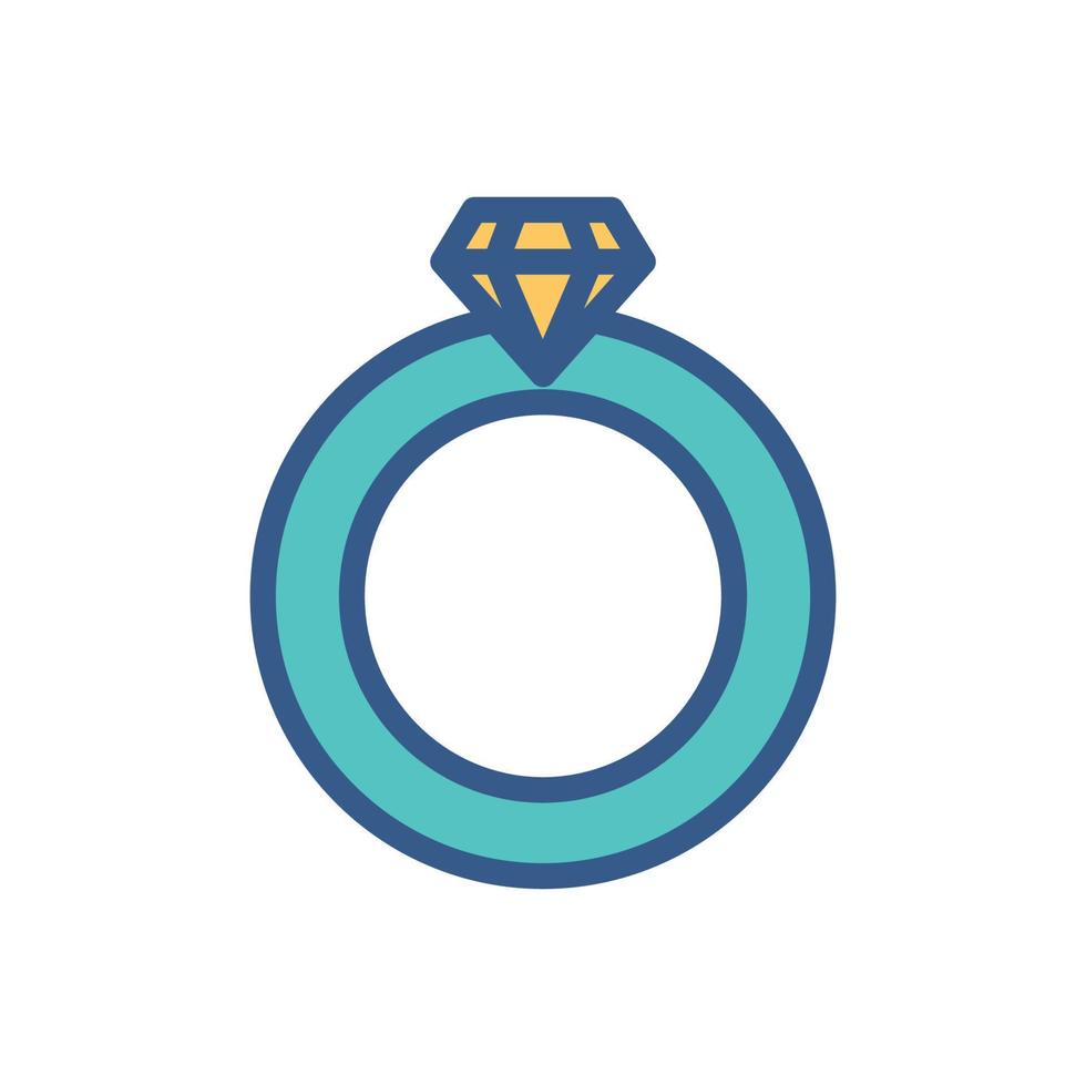 gem ring icon. Icon related to wedding. Lineal color icon style. Simple design editable vector