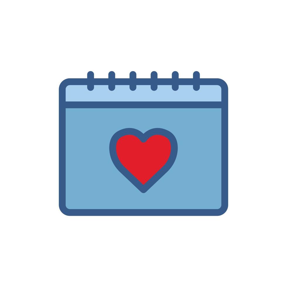 Calendar icon with heart. Icon related to wedding. Lineal color icon style. Simple design editable vector