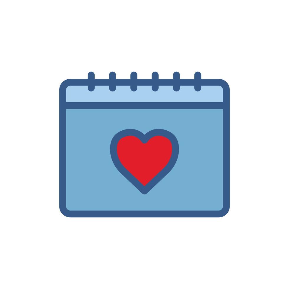 icono de calendario con corazón. icono relacionado con la boda. estilo de icono de color lineal. diseño simple editable vector