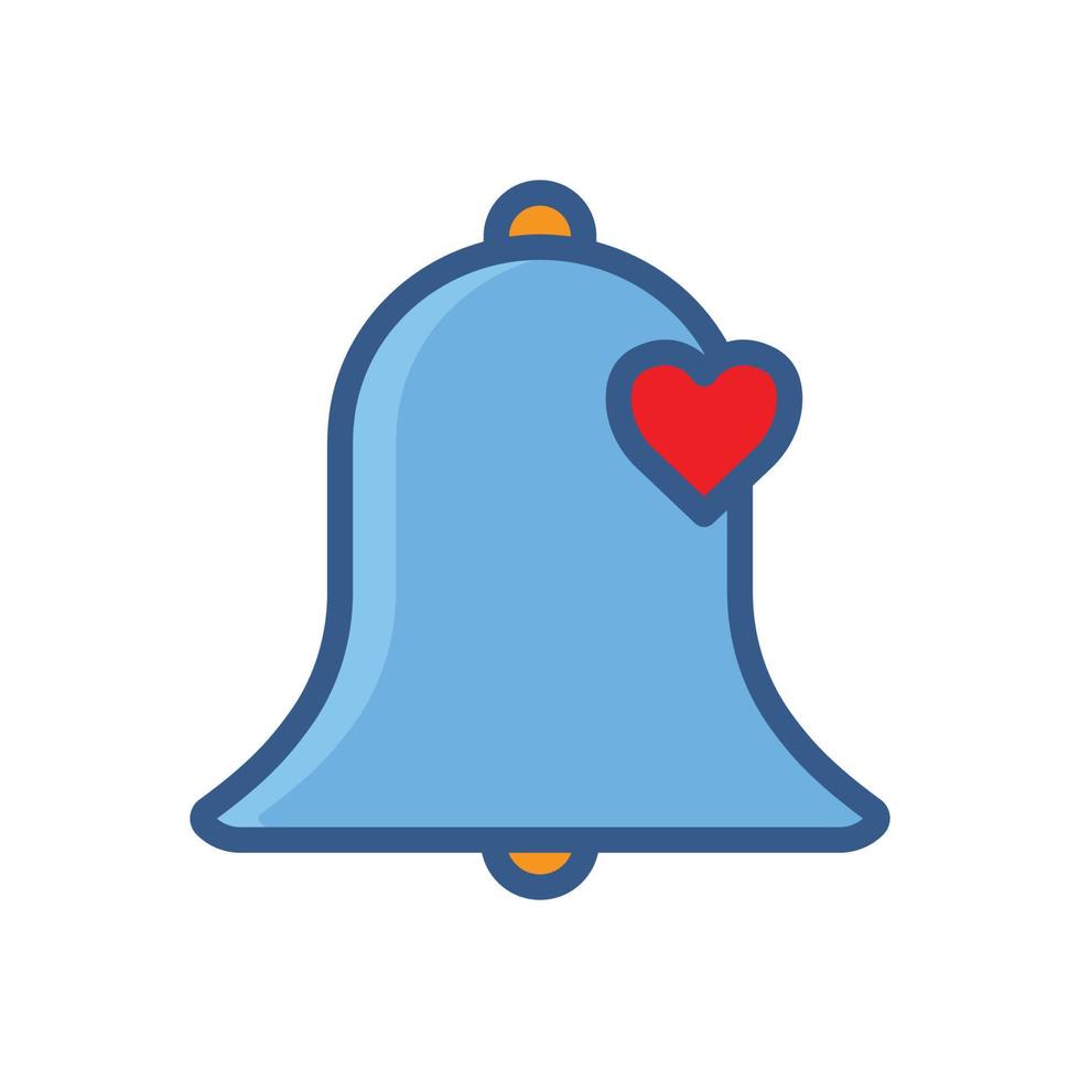 icono de campana con corazón. icono relacionado con la boda. estilo de icono de color lineal. diseño simple editable vector