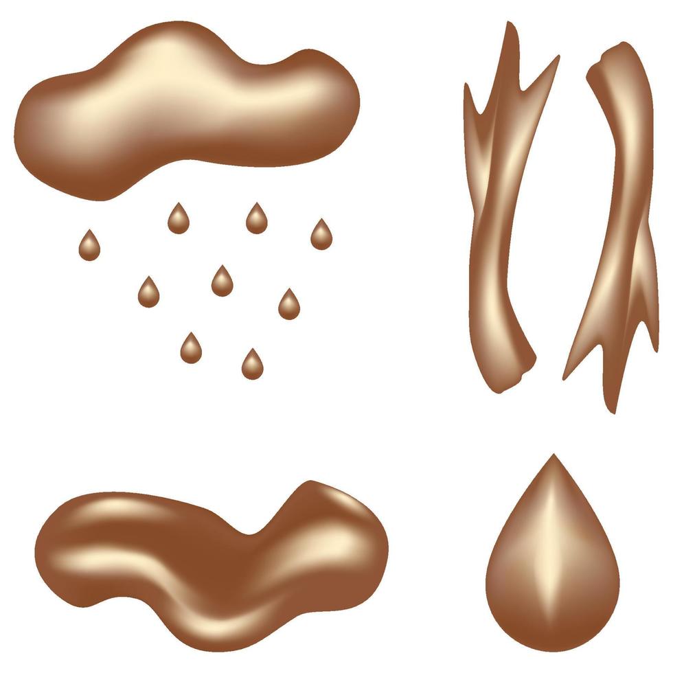 conjunto de elementos gráficos realistas abstractos en tintes de chocolate de moda. ilustración vectorial 3d. vector