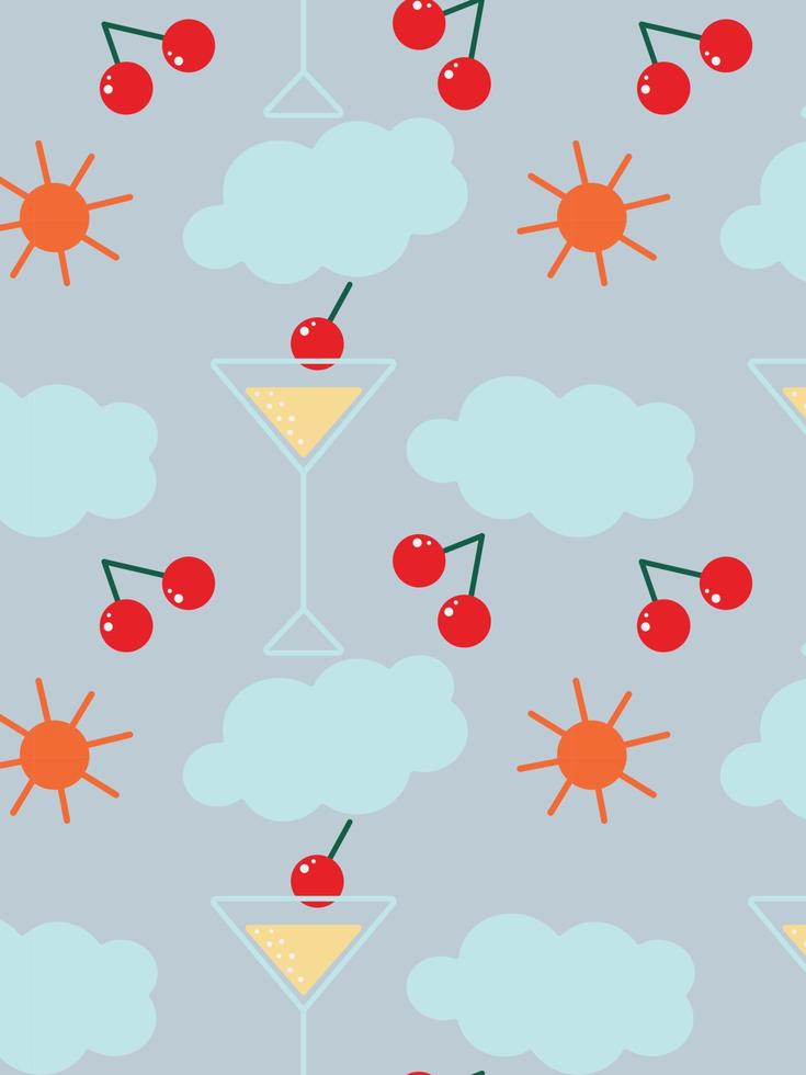Seamless summer pattern in trendy colors with summer elements. Background. Texture vector