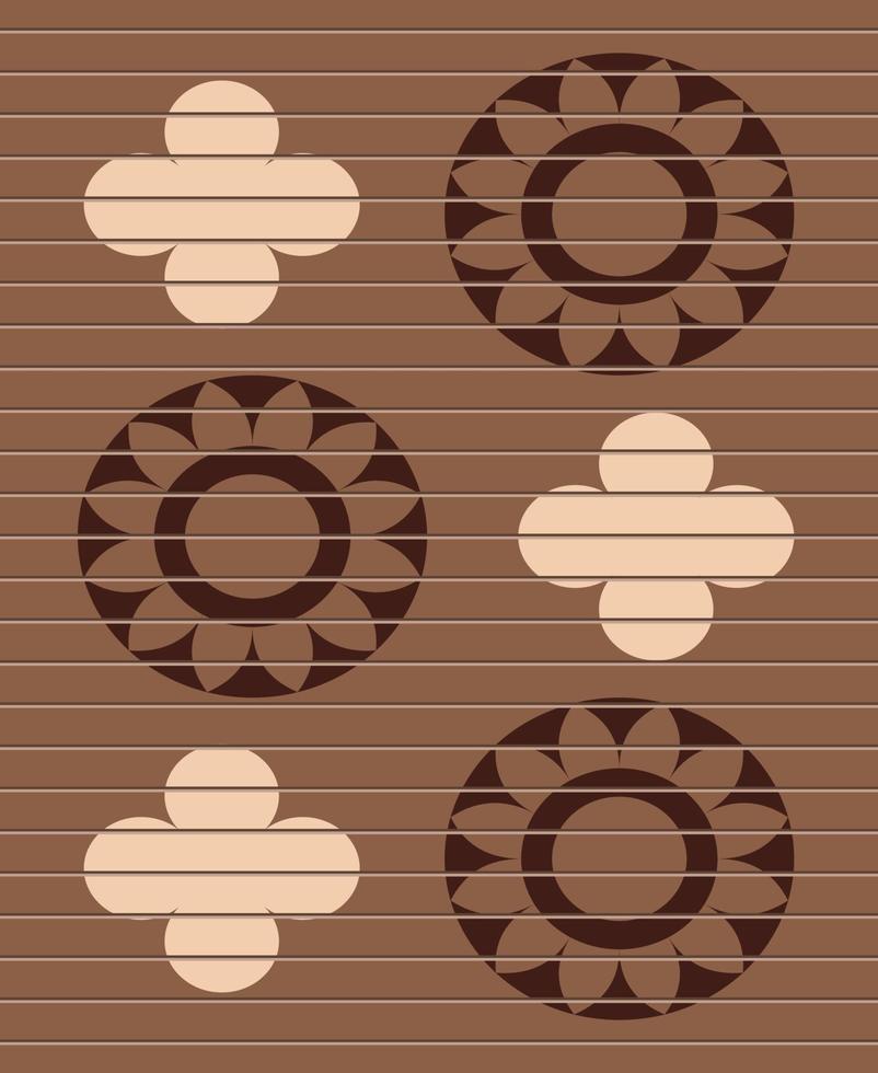 Horizontal brown plastic panels. With abstract background pattern. Vector