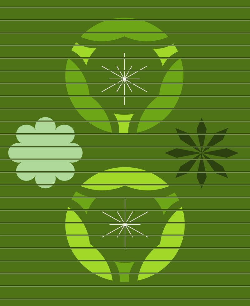 Horizontal green plastic panels. With abstract background pattern. Vector