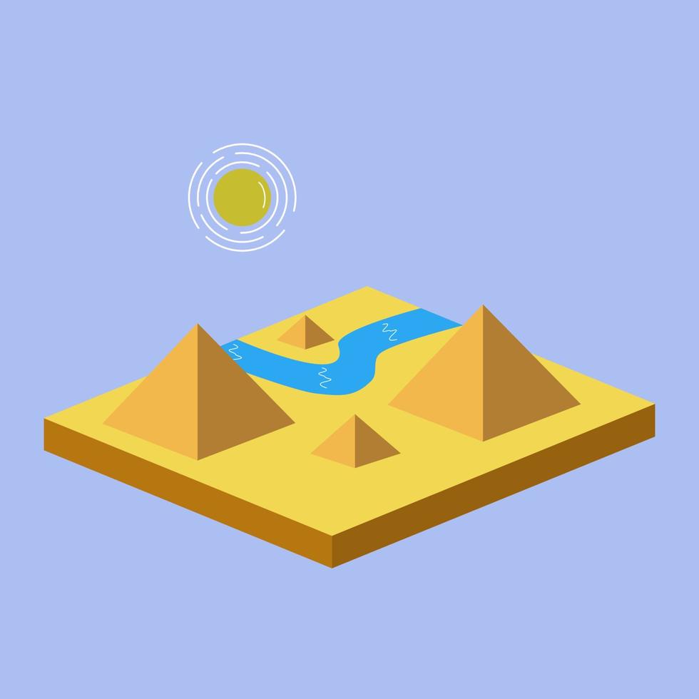 Egyptian Pyramids. Vector illustration of Landmark in Egypt, African. Wonders of the World