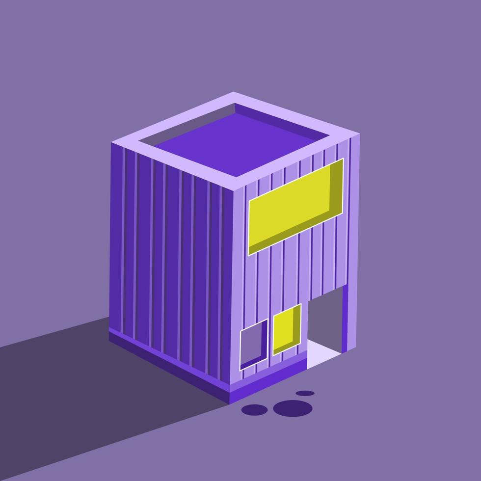Isolated purple city building, Modern house icon , isometric style, vector design