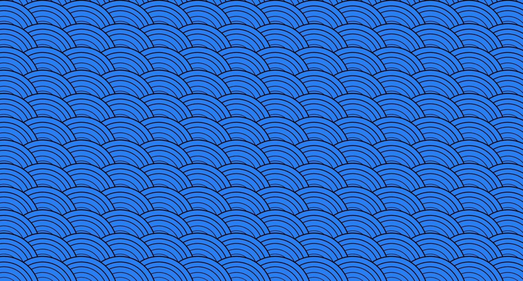 Wave Seamless pattern in chinese style. Blue oriental background. vector