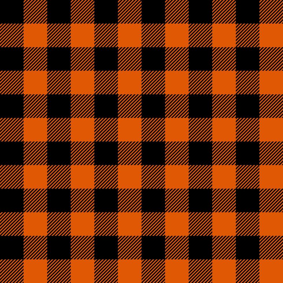 Orange and Black plaid pattern vector background, Tartan fabric texture