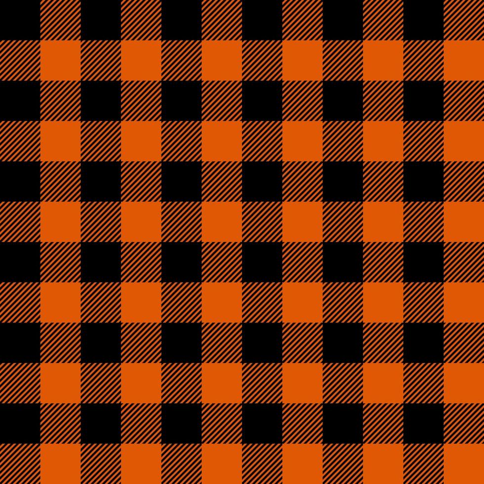 Orange and Black plaid pattern vector background, Tartan fabric texture