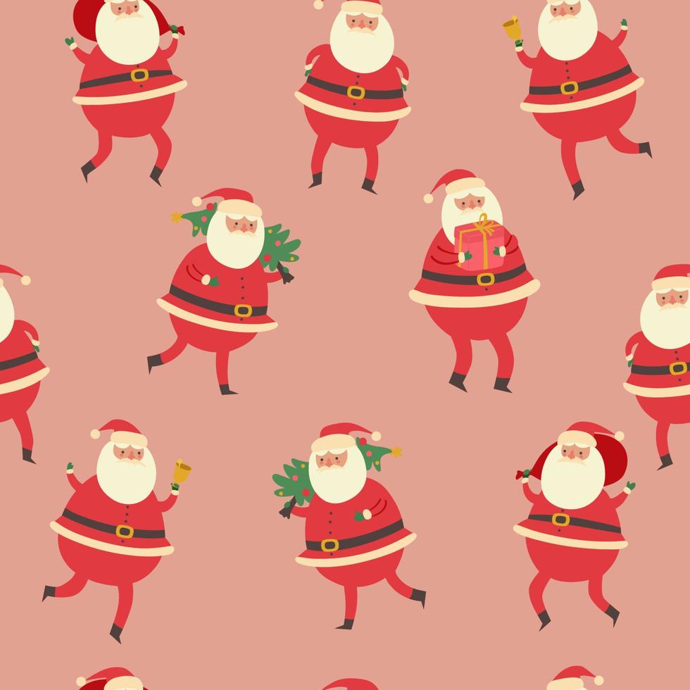 Cute seamless pattern with santa claus. Vector graphics