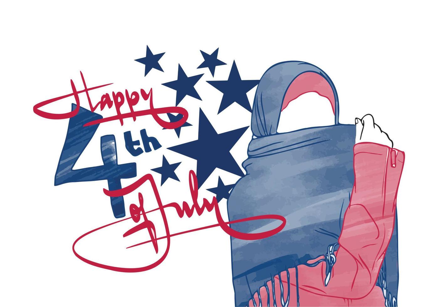 Hijab and 4th of July. American Muslim Society celebrate 4th of July. vector